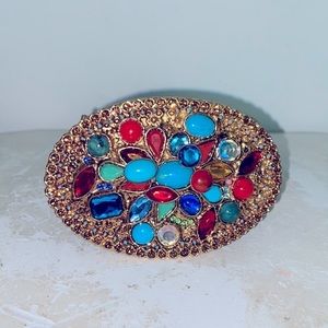 Vintage Leather Buckle Belt stones/crystals detail UNI​​​​​